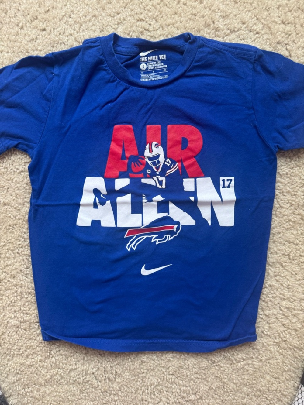 Nike Kids Blue Josh Allen Graphic Tee with Red & White Accents
